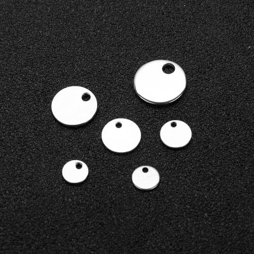 1 Pack 304 Stainless Steel 6 7 8 10 12 14 15MM Round Blank Stamping Dag Tag Pendant Fit DIY Engraved Necklace Jewelry Findings
