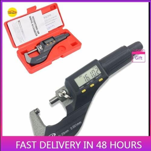 Electron Digital Display Micrometer Outer Diameter Thickness Gauge 0-25mm 0.001 For Common Rail Injector Repair