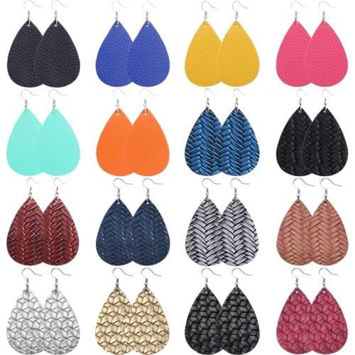 Fashion 45 Colors Teardrop Leather Earrings Lightweight Drop Earings Antique S925 Logo Dangle Earrings for Women Gifts Wholesale