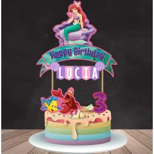 Mermaid/Sofia Party Supplies Balloons Custom Banner Happy Birthday Cake Toppers for Kids Party Decoration Supplies