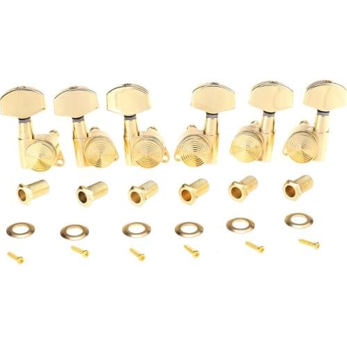 Musiclily Ultra 3R3L 19:1 Ratio Locking Tuners Tuning Pegs Machines Heads Set for Les Paul Electric or Acoustic Guitar, Gold