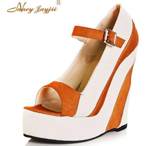 Nancyjayjii Women Orange Luxury Peep Toe Wedges High Heel Platform Sandals Designers Famous Brand Woman Shoes Zapatos Mujer