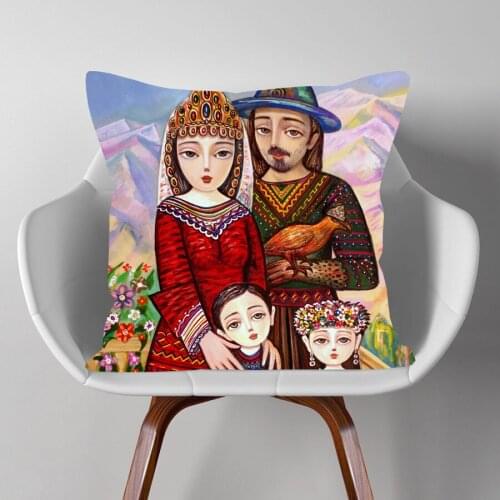 Russian Folk Dance Cushion Covers Hand Painting Portraits Dress Fashion Cushion Cover Bedroom Decorative Pillow Case