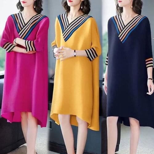 New Korean Version Plus Size WomenS Loose Fat Sister Temperament Dress Mid-Length Summer Bottoming Shirt