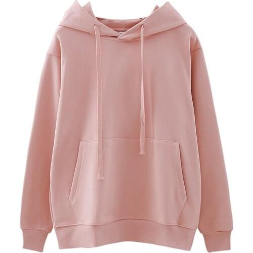 2021 New Spring Long Sleeve Women Hoodies Hooded Pure Color Casual Tops For Women High Quality Cotton Hoodies Women Sweatshirt