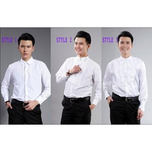 New Arrival Groom Tuxedos Shirts Best Man Groomsmen White Men Wedding Shirt A10000