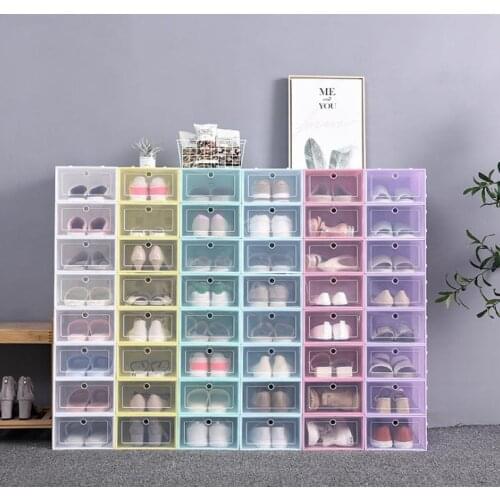 Thicken Clear Plastic Shoe Box Dustproof Shoe Storage Box Flip Transparent Shoe Boxes Stackable Shoes Organizer Box