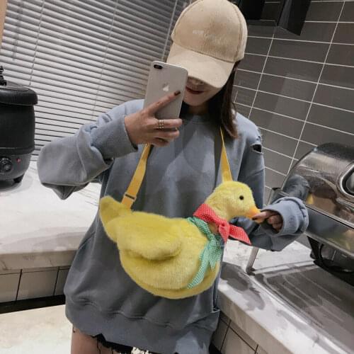 Cartoon Sweet Duck Plush Crossbody Bag Shoulder bag Fashion Cute Messenger Handbag Wallet High Street Wear