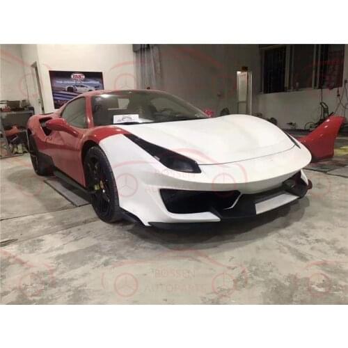 It is suitable for Ferrari 488 upgrade pista big cover front bar and rear bar side skirt machine cover wing body kit, auto parts