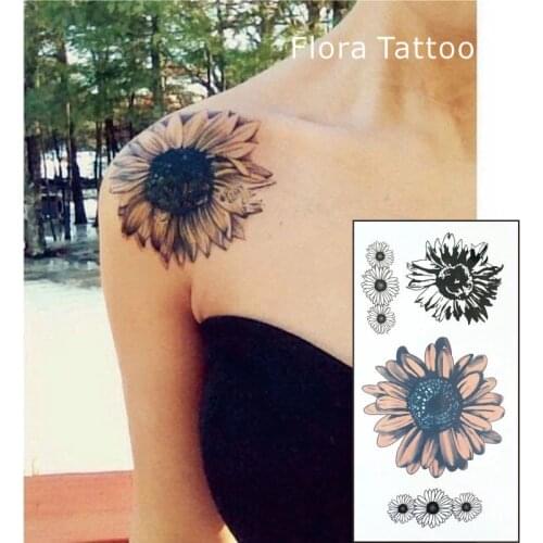 Sunflower Temporary Body Tattoo Fake Flower Tattoos can be used for Shoulder, thigh, and wrist Tattoo