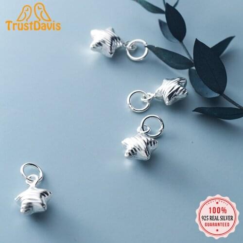 TrustDavis Real 925 Sterling Silver Fashion Minimalist Star Charm Pendant Handmade DIY Accessories Fine Jewelry Wholesale HY242