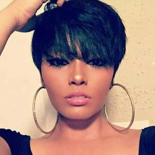 Rebecca Short Straight Hair Wig Peruvian Remy Human Hair Wigs For Black Women Machine Made Brown Red Mix Color Wig Free Shipping