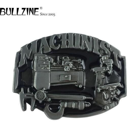 Bullzine western machinist tool jeans cowboy gift belt buckle with pewter finish FP-02891 for 4cm width belt drop shipping