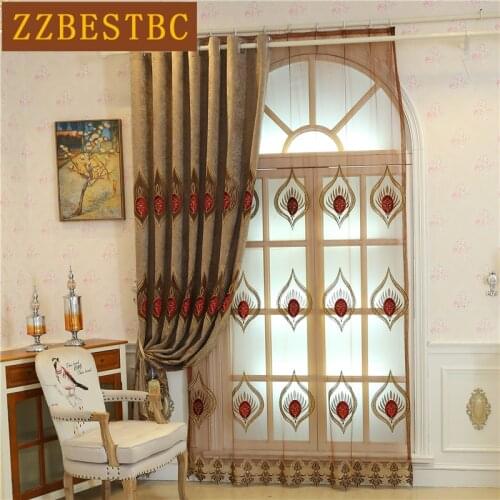 High quality chenille embroidered Window curtains for living room classic luxury angel eye villa curtains for bedroom Hotel