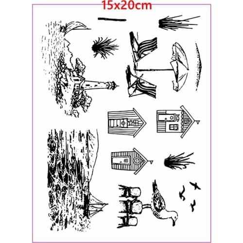 Birds Butterfly House Sailboat Swallow Seagull Lighthouse Silicone Stamp for Making Card DIY Craft Photo Album