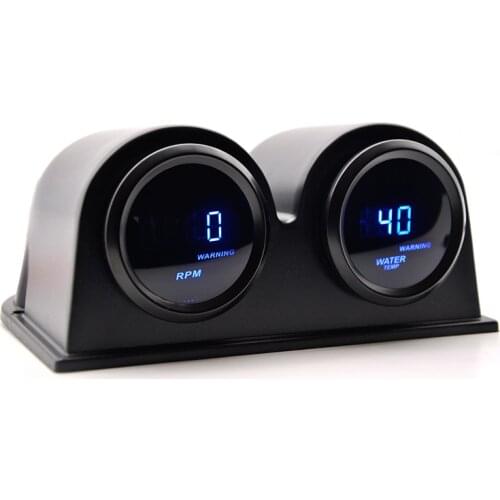 2'' 52MM Water Temp Gauge Tachometer RPM Gauge Black Color Digital Blue Led With Gauge Pod