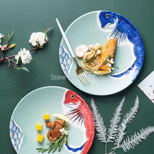 Steak Plate Household Ceramic Western Food Plate Creative Food Plate Japanese Pasta Plate Breakfast Plate Western Food Plate