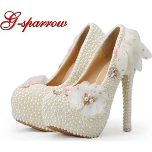 2018 Unique Designer Wedding Shoes White Lace High Heel Bridal Dress Shoes Lady Party Shoes Big Size Prom Party Event Pumps