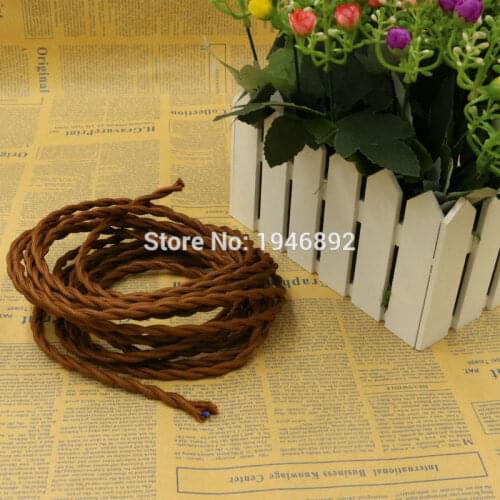 5m 2x0.75 Brown Color Vintage rope Wire Twisted Cable Retro Braided Electrical Wire Fabric Wire DIY Pendant Lamp Wire Lamp