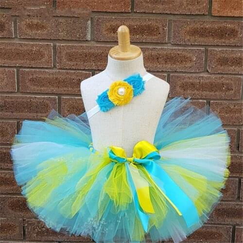 Cute Girls Tutu Skirts Baby Ballet Tulle Pettiskirts Underskirts with Ribbon Bow and Flower Headband Kids Party Custom Skirts