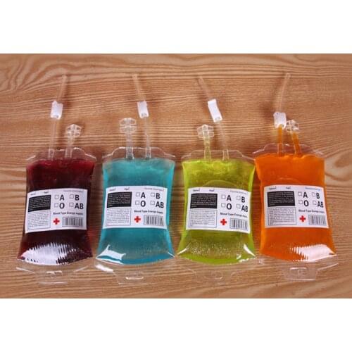 1PC 300Ml Blood Juice Energy Drink Bag Halloween Event Party Supplies Pouch Props Funny Reusable Vampire Blood Bag Fun Toys