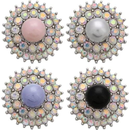 10pcs/lot Snap Jewelry Rhinestone Pearl 18MM Snap Buttons Vintage Metal Snap press buttons fit Snap Bracelet For Women Men
