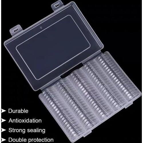 100Pieces 30 MmTransparent Plastic Coin Holder Coin Collecting Box Case For Coins Storage Capsules Protection Boxes Container