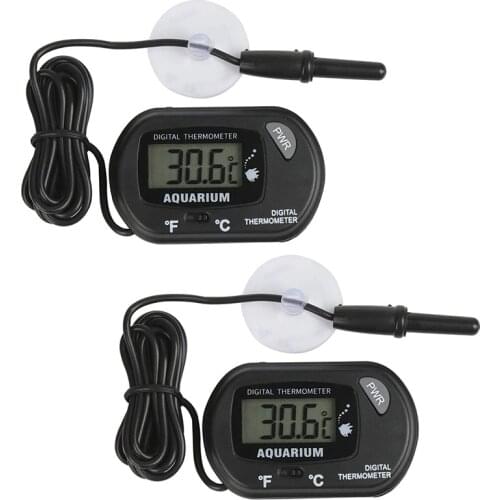 2 Pieces LCD Digital Thermometer with Probe and Suction Cup for Aquarium -50/70 Celsius