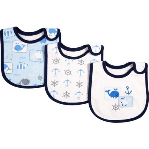3 Pack Adorable Baby Bibs 100% Organic Cotton Drooling Teething Feeding Bib With Snap Button Girls Boy Infant Toddler For 0-36M