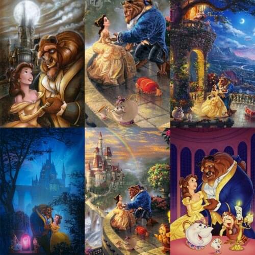 5D DIY Diamond Painting Disney Beauty and the Beast Belle Princess Mosaic Diamond Embroidery Cross Stitch Kits Home Decor Gift