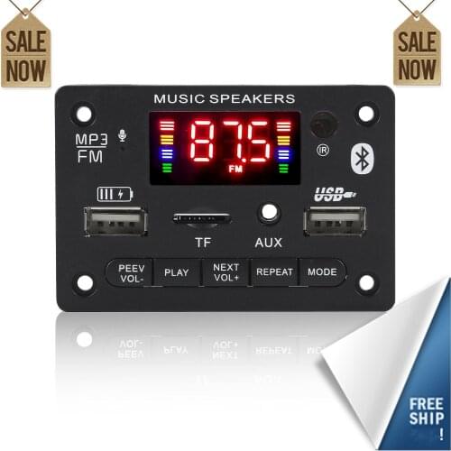 2021New Microphone Handsfree Bluetooth5.0 Decoding Board Module Wireless Car USB mp3 player bluetooth TF Card Slot / USB / FM