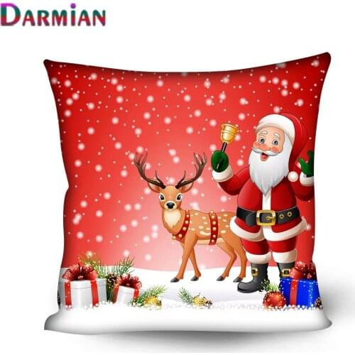 DARMIAN Santa Claus Pattern Pillow Case Soft Polyester Decorative Pillow Cover Sofa Throw Cover Elasticity Square Cushion Case
