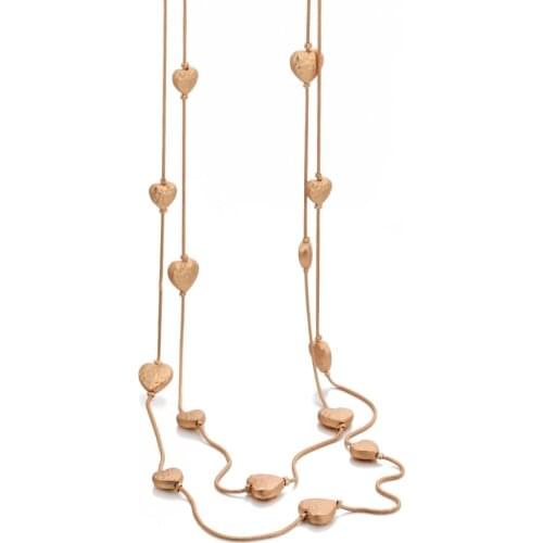 Long Necklace Multi Heart Star Oval Charm Gold Mix Color Women Double Chain Sweater Necklace Statement Fashion Jewelry Accessory