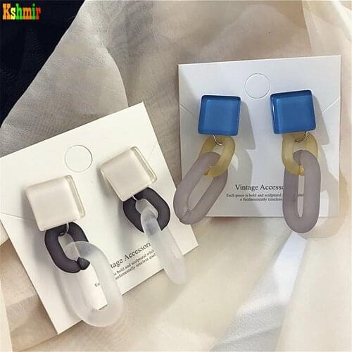 Kshmir Color Long Chain Earrings Tassel Earrings Transparent Temperament Resin Korean Retro Female Women Punk Irregular A20186