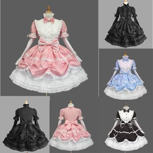 Women Long Tiered Layered Victorian Gothic Lolita Dress Halloween Cosplay Costumes for women Vintage Ball Gown Retro Lace Dress