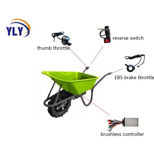 Electric Wheelbarrow Kit 24V/36V/48V 250W/350W/400W/500W Brushless Controller Brake Thumb Throttle Reverse for Wheelbarrow
