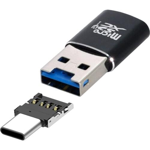 Jimier USB 3.0 Micro SD SDXC TF Card Reader with Micro Type-C USB-C OTG Adapter for Tablet Phone