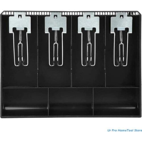 Cash Drawer Register Insert Tray Replacement Cashier with Metal Clip 4 Bills 3 Coins for Petty Cash Money Black Storage Box M17E