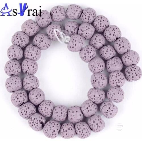 6-12mm A+ Purple Lava Stone Round Charm Beads Natural Volcanic Rock Loose Beads Diy Bracelet Essential Oil Jewellery Accessories