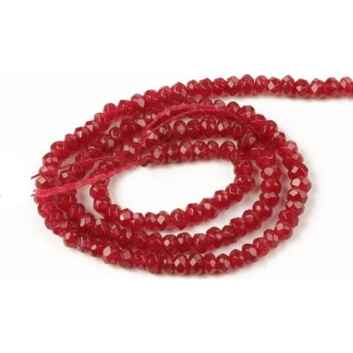 Wholesale Red Faceted Flat Jades Beads Natural Stone Round Loose Beads for Jewelry Making Necklace Bracelet DIY 2-4mm