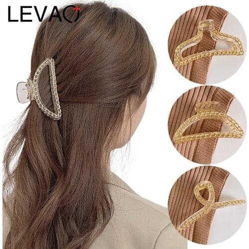 Levao Women Hair Clip Acrylic Hairpins Cross Transparent Hair Crab Claws Girls Make UP Washing Tool Accessories Decoration