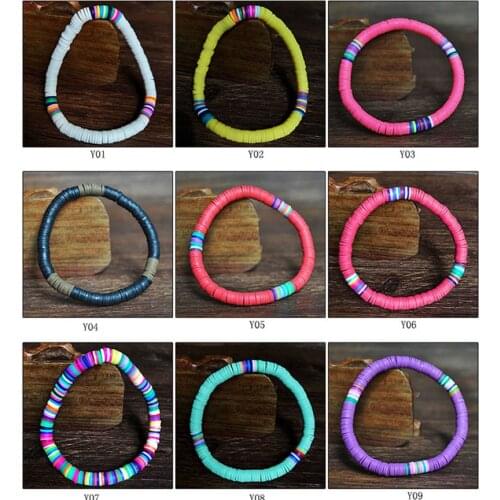 Fashion 6mm Beaded Bracelet Polymer Clay Wristband Handmaded Gift For Women Jewelry Decoration