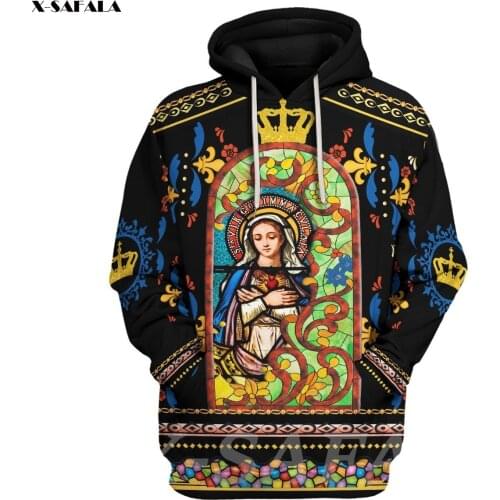 MARY STAINED GLASS 3D Printed Hoodie Man Female Outwear Zipper Sweatshirt Casual Hooded Jersey Tops Q1-13 Pullover Jogger