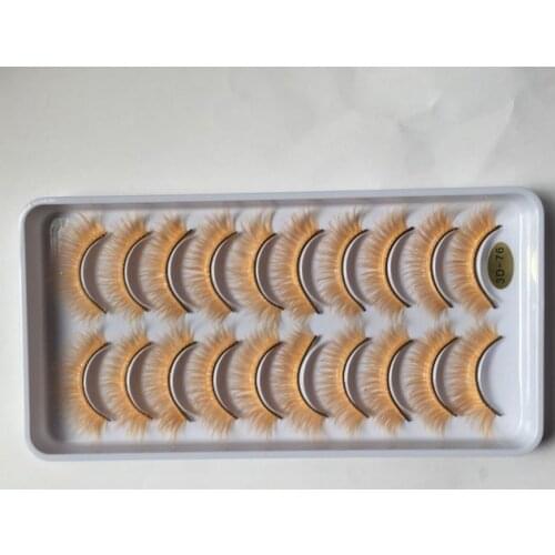 QUXINHAO 10Pairs Fashion Natural Short yellow Fake Eye Lashes False Eyelashes Beauty Makeup Eyelash doll eyelashes