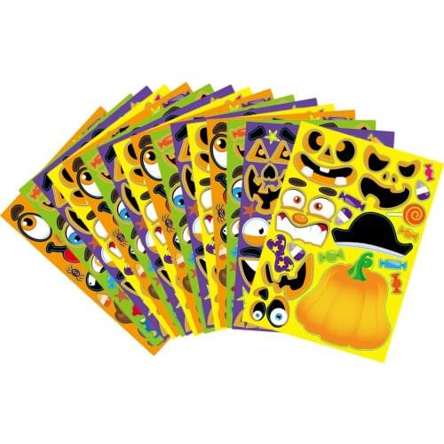 Halloween Stickers Pumpkin Witch Jigsaw Game Kindergarten Toy Gift