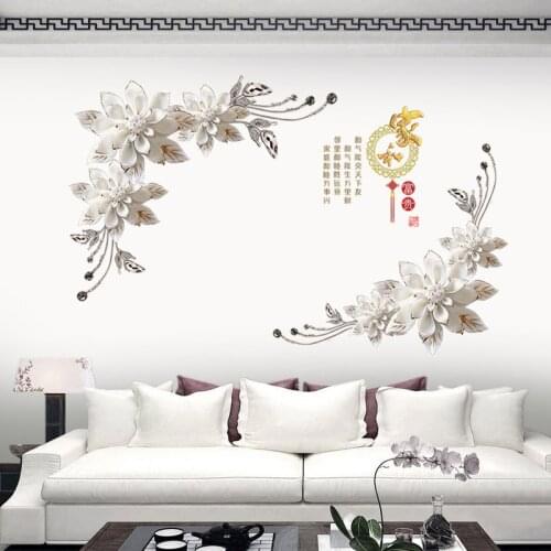 Chinese Style Wall Stickers Flowers Vintage Living Room Bedroom TV Wall Decoration Art Home Office Decor Poster DIY Wallstickers