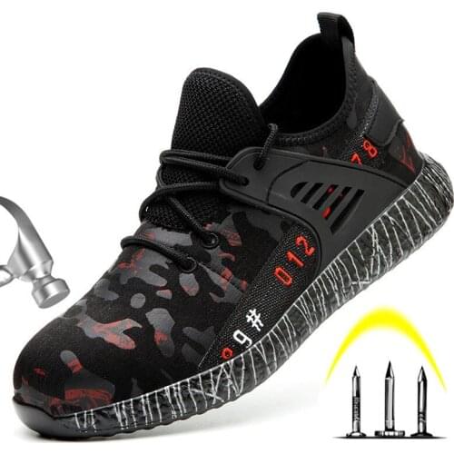 The New Mens Work Safety Shoes Puncture-Resistant Steel Head Safety Boots Camouflage Work Boots