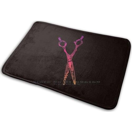 Great Gift Idea For Hairdresser Heartbeat Blower Scissors Comb T Shirt Design Silhouette Heart Mat Rug Carpet Anti-Slip Bedroom