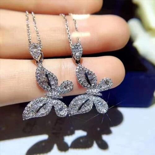 High Quality New 925 sterling silver Butterfly Pendants Necklaces for Women Jewelry Cubic Zircon Stone Chokers Necklace
