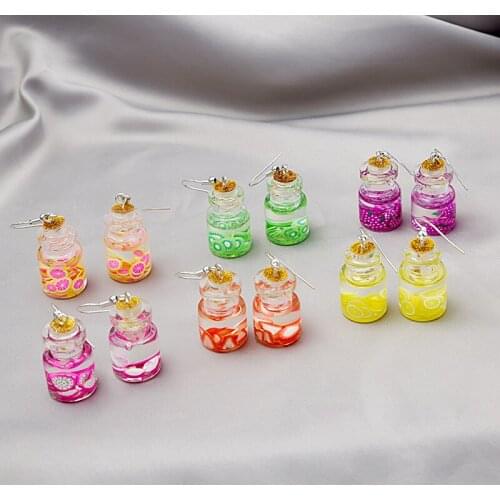Charms Fruit Grape Kiwi Strawberry Lemon Juice Pendant Cute Drop Earring Funny Cool Jewelry for Women Earrings